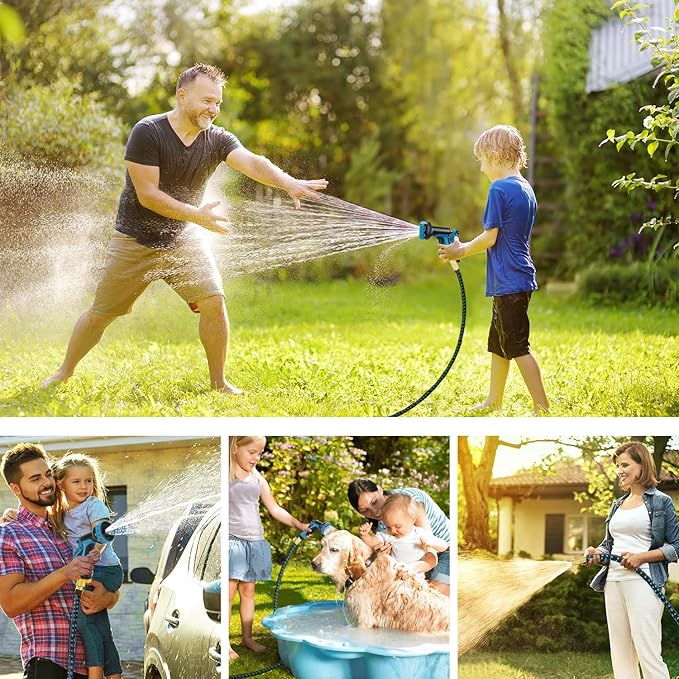 100 ft Expandable Garden Hose - Ultra Flexible,Durable Collapsible Latex Core & Solid Brass Fitting, No Kink-Free Expanding Garden Pipes Hose - RV, Gardening Marine and Camper Water Garden Hoses