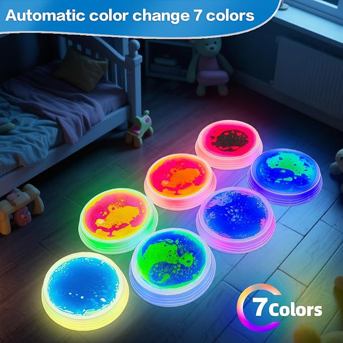 Onyoloy Stepping Stones for Kids - Light Up Liquid Stepping Stones with 7 Color LED, Non-Slip Sensory Balance Toys for Toddlers Ages 3-5, Indoor Outdoor Fitness Toys for Birthday