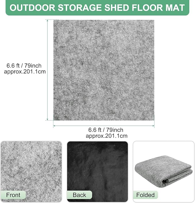 M METERXITY Outdoor Storage Shed Mat, 6.6x6.6 FT Waterproof Small Shed Flooring Mat for Patio Furniture Floor Protecting from Wear/Liquid/Dust/Oil, Non-Slip Carport Pad [Grey White]