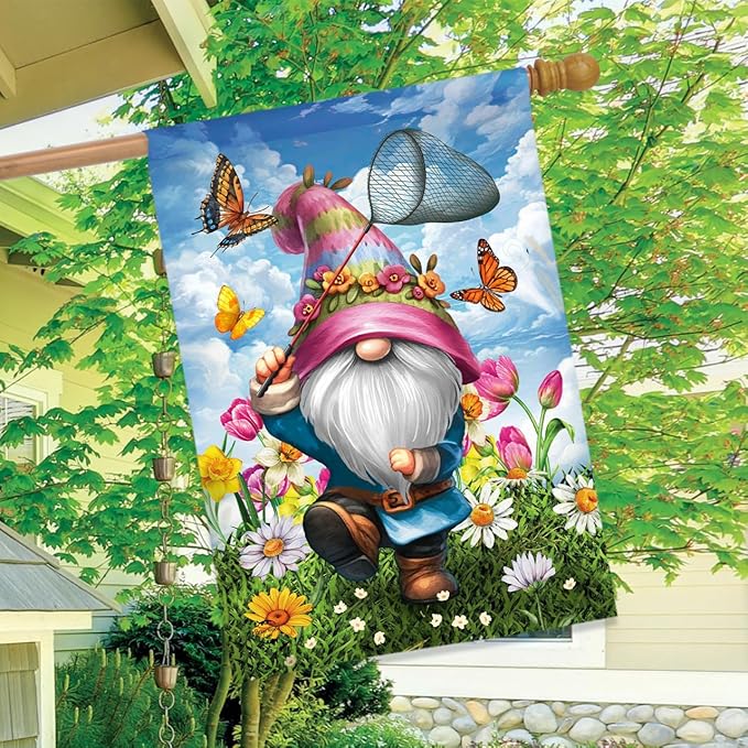 Briarwood Lane Springtime Gnome House Flag