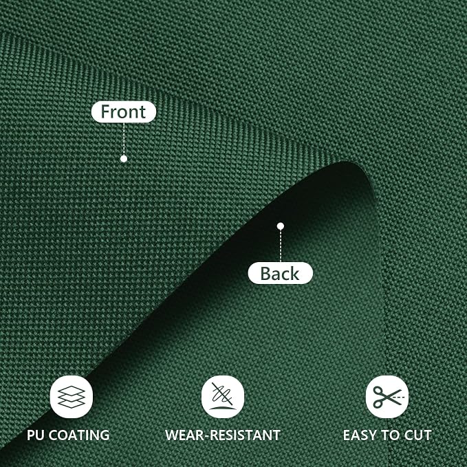 Waterproof Canvas Fabric by The Yard 58inch 600D Upholstery Material Polyester Fabric Outdoor Water Resistant Fabric for Sewing Chair Patio Cushion Purse Bag Interior, Pre Cut 1 Yard Green