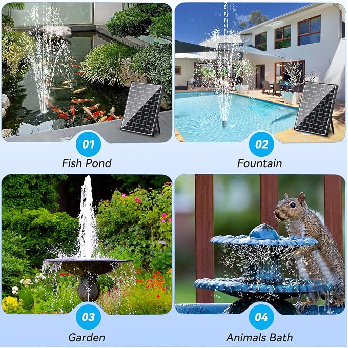 POPOSOAP 25W Solar Water Fountain Pump, Solar Water Pump with Flow Adjustable, Pond Pump with Water Shortage Protection & Diverter Valve & 16.5FT Cord for Ponds, Garden, Waterfall, Hydroponics-P125H