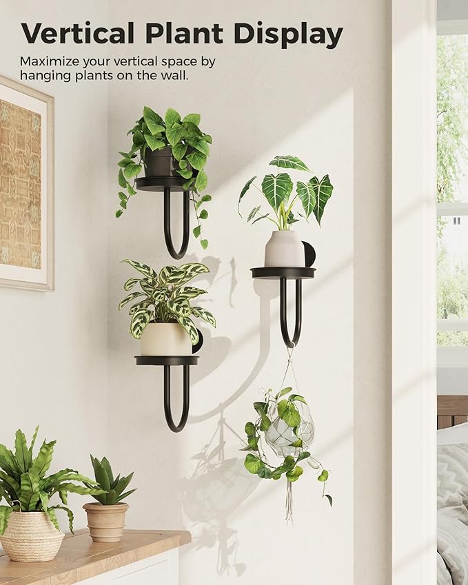 Bamworld Hanging Planters for Indoor Plants Wall Plant Holder Plant Hanger Indoor Wall Planters Window Plant Shelves Hanging Plant Holder Window Plant Hanger Plant Decor Black 3pcs