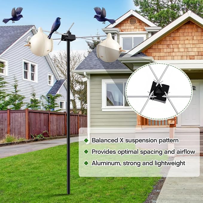 15' Telescoping Martin House & Gourd Pole, Purple Martin Housing Kit Durable Birdhouse Mounting System with Gourd Hangers & Mounting Accessories, Easy Assembly,House Not Included