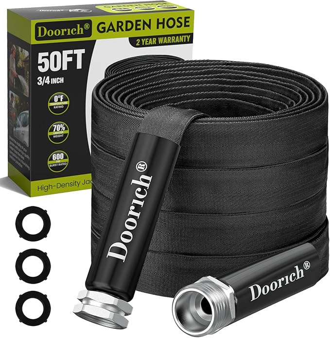 Garden Hose, Lightweight, Ultra Flexible, Durable, Kink-Free Water Hose - Made of TPU, Drinking Water Safe Material, Non-Shrinking, Easy to Store, All-Weather, Black (50 FT)