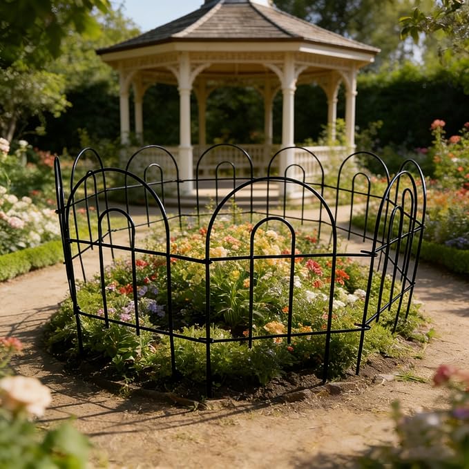 32in(H)×50ft(L) Black Decorative Garden Border Fence Total 35 Panels No Dig Metal Folding Fence Garden Edging Border Fence for Animal Barrier Fencing Flower Bed Yard Patio