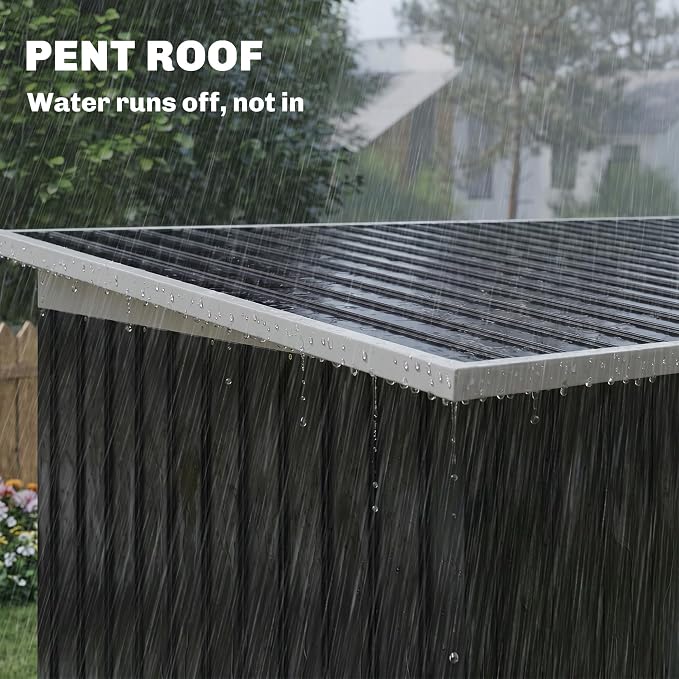 Outsunny 9' x 4' Outdoor Storage Shed, Metal Garden Tool House with Sloping Roof and Lockable Door for Backyard, Bike, Patio, Garage, Lawn, Gray
