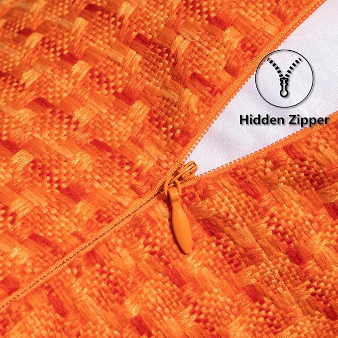 Kevin Textile Fall Outdoor Waterproof Throw Pillow Covers Pack of 2 Farmhouse Decorative Cushion Covers for Garden Patio Tent Balcony Bench Couch Sofa 22x22 Inch, Orange