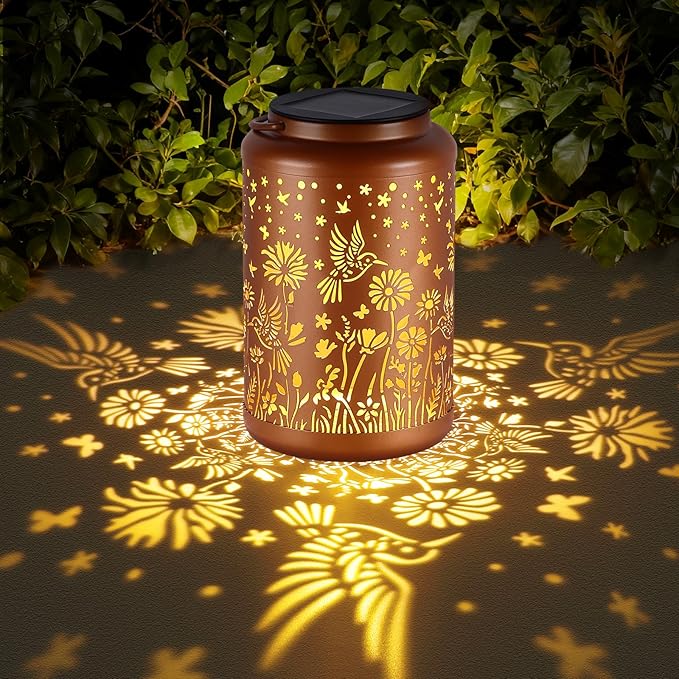 Mothers Day Gifts Solar Lanterns Outdoor Waterproof Hummingbird Solar Lights Outdoor Waterproof for Garden, Birthday Gifts for Women Mom Grandma, Garden Lights for Backyard, Patio Decor