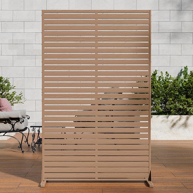 Privacy Screen Outdoor Freestanding Fence Panel with 6 Panel, 72" H×47" W HDPE Decorative Screen Panel with Stand, Air Conditioner Fence, Privacy Panels for Patio, Balcony, Garden, Backyard