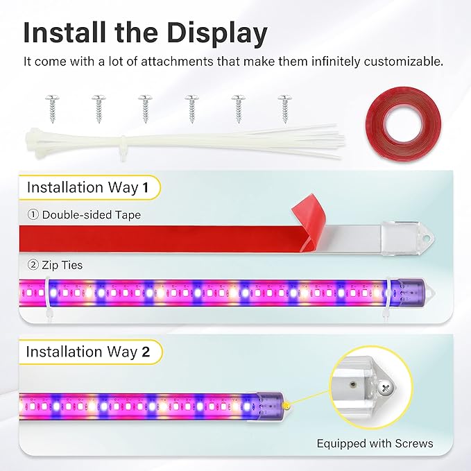 iPower 60W LED Plant Grow Light Strips Full Spectrum for Indoor Plants with Auto ON/Off 3/9/12H Timer, 10 Dimmable Levels 48 LEDs Per Tude, for Hydroponics Succulent, 4 Tubes, Mix