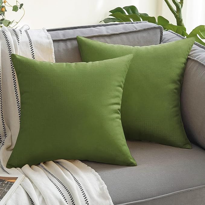 VAKADO Outdoor Waterproof Throw Pillow Covers 16X16 Set of 2 Decorative Army Green Patio Furniture Cushion Cases Outside Decor for Couch Garden Bench Porch