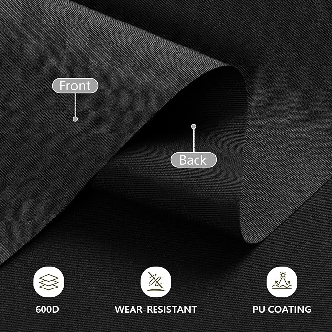Waterproof Canvas Fabric by The Yard, 58inch 600D Upholstery Fabric Polyester Material Outdoor Water Resistant Material for Sewing Chair Patio Cushion Bag Sofa Seat Repair, 2 Yard Black