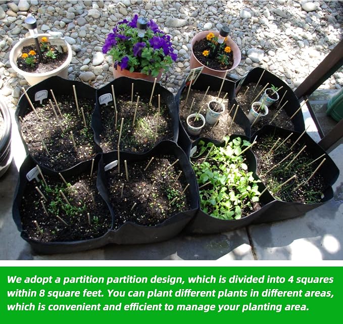 CJGQ Fabric Raised Garden Beds Outdoor, 3Pack 2X2 Ft 4 Grids Plant Grow Bags, Vegetables Planter Raised Bed for Growing Potatoes Flowers, Square Plant Growing Container Bags for Outdoor