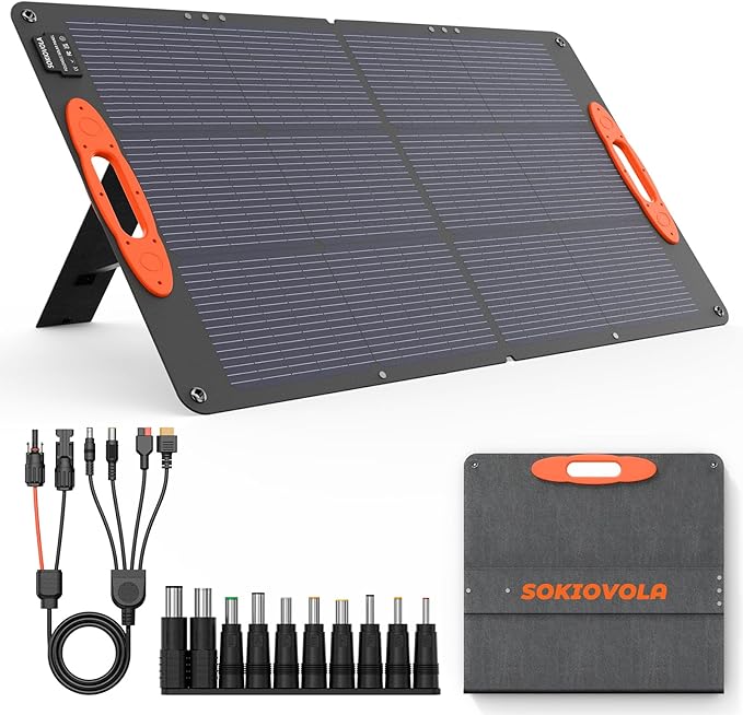SOKIOVOLA N-Type 16BB 100W Portable Solar Panel 18V ETFE Portable Foldable Solar Charger NextGen 25% High Conversion Folding Solar Panel for Camping Outdoor RV