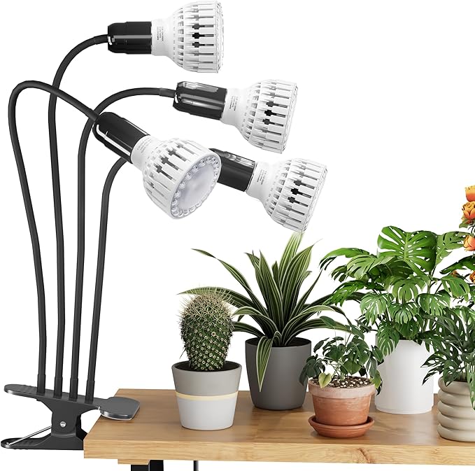 GooingTop Grow Light,48W (320Watts Equiv) 5000K White Full Spectrum LED Growing Lamp Clip on Desk for Indoor Plants,Bulbs Replaceable & Non-dimmable