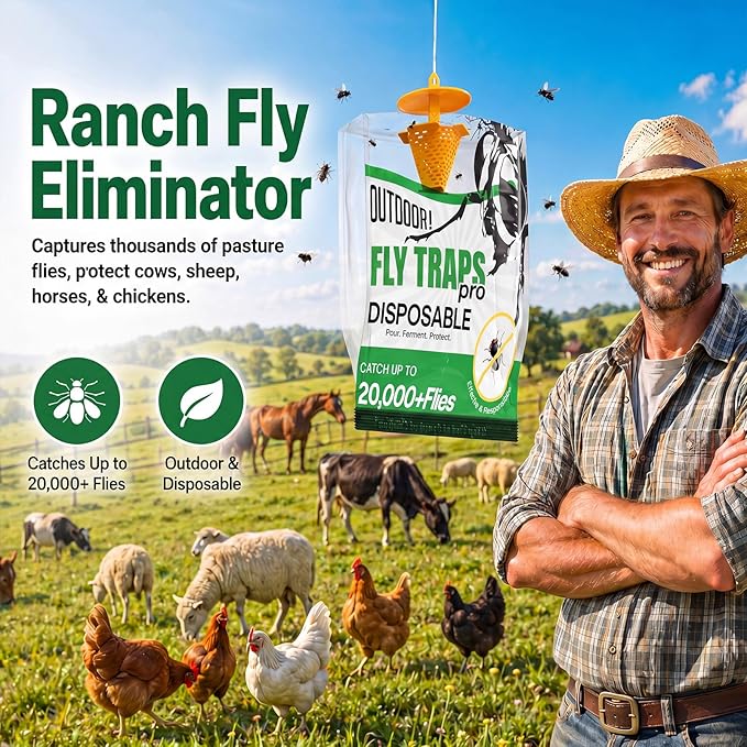 Fly Traps Outdoor Hanging 9 Pack, Add Water Outdoor Flying Insect Trap Fly Traps, Portable Disposable Fly Catcher for Patio, Backyard, Ranch & Garbage Areas