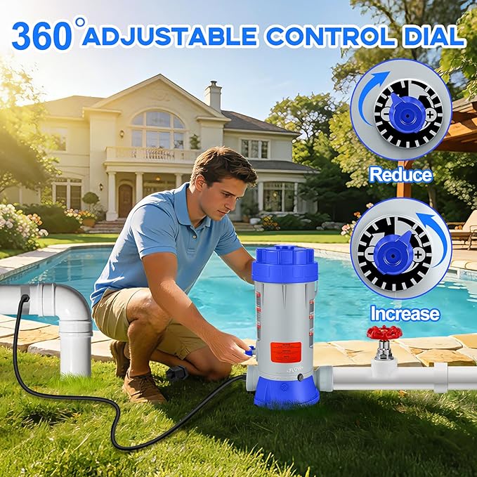 SeaSlep Off-Line Automatic Pool Chlorinator with Adjustable Output, Automatic Chlorine Feeder with 9.0 Lbs Capacity,Easy to Install Off Line Chlorinator for Inground Pool,Compatible with Hayward(Blue)