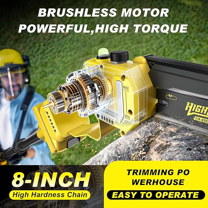 4-in-1 Cordless Pole saw Pruning Set,Electric Pruning Shears & 8 Inch pole saws for tree trimming with 13.8ft Max Extension Pole,Brushless Motor,Two 4.0Ah Batteries, Electric Pole Saw Tree Trimming