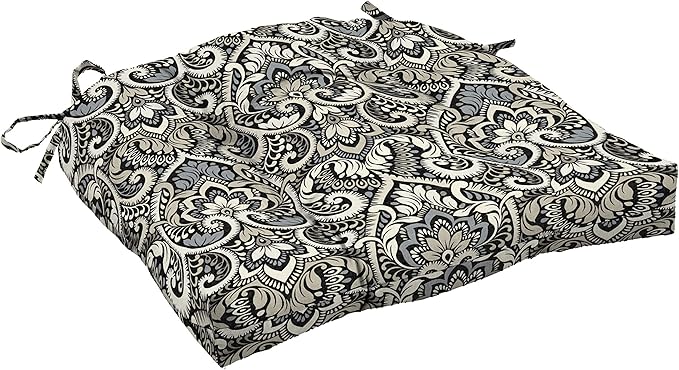 Arden Selections Rocking Chair Cushion, 21 x 21, Rain-Proof, Fade Resistant, Cushion for Rocking and Outdoor Chairs 18 x 20, Black Aurora Damask (Pack of 4)