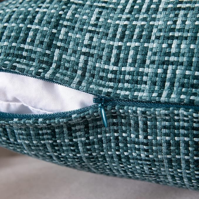 MIULEE Outdoor Waterproof Throw Pillow Covers Decorative Farmhouse Water Resistant Cushion Covers for Tent Patio Garden Couch Sofa Pack of 2, 24x24 Inch Teal