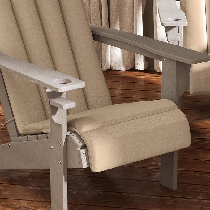 Outsunny Adirondack Chair Cushion Set of 4, Outdoor Chair Cushions with Ties, 25D High-Density Foam, High Back Patio Chair Cushions, Fade Resistant for Patio Furniture, 49" x 20" x 2", Beige