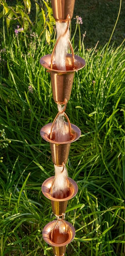 Stanwood Rain Chain Bell/Cup Shaped Copper Rain Chain, 8-Feet