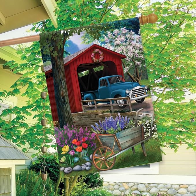 Briarwood Lane Bridge in Blooms Spring House Flag