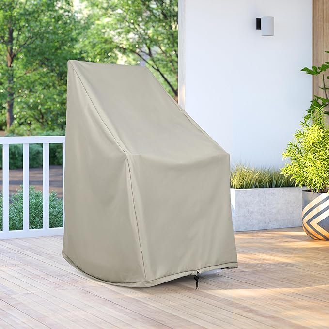 Shine Company 4361 Weatherproof Outdoor Rocking Chair Cover, 100% Woven Polyester, Elastic Cord with Toggle, Gray