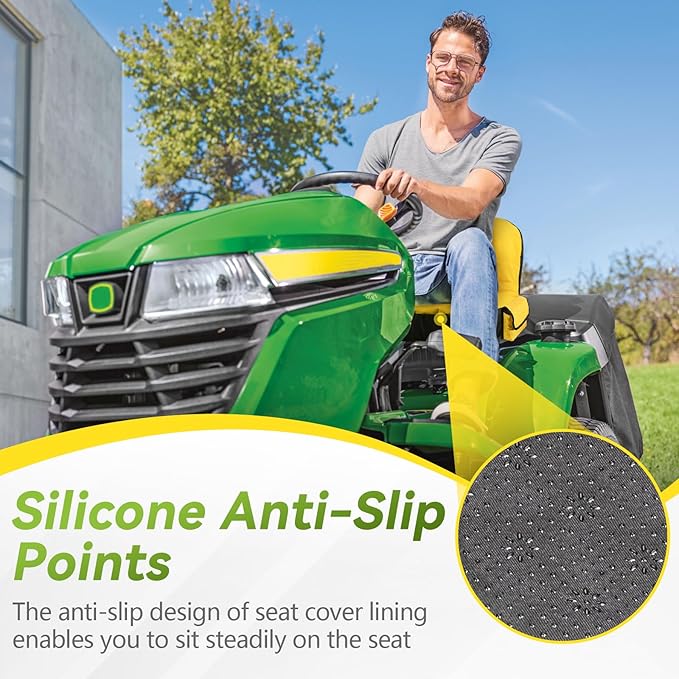 Lawn Mower Seat Cover, Weatherproof Heavy Duty Tractor Seat Cover for John Deere LP92324 Cub Cadet Riding Lawn Mower, 600D Oxford Fabric with Storage Pouch, Medium