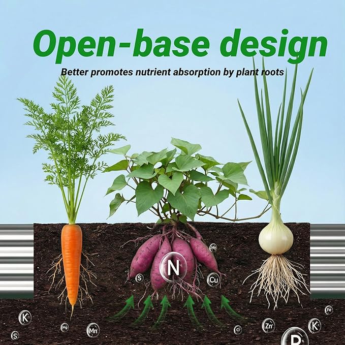 2PCS 6x3x1 FT Rectangle Metal Raised Garden Bed Kit, Elevated Garden Planter Box Outdoor, Large Planters for Outdoor Plants, Flower, Vegetables, Fruit, Herbs (Silver)