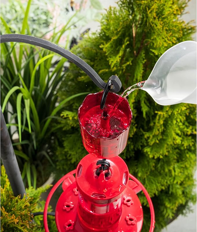 Ant Moat for Hummingbird Feeders Ant Guard Keeps Away from Feeders, Made of Durable Plastic, Red Color/Rustproof S Hooks, Suitable for All Hummingbird Feeders