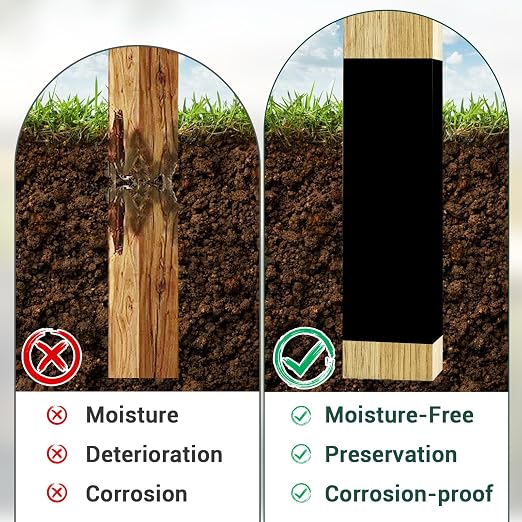 Self-Adhesive Fence Post Wrap, Waterproof Duty Tape for Wood Rot Protection, Trimmable Guard Shield,13.1ft×11.8Inch(1 Roll)