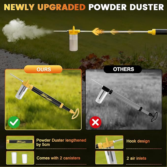 Diatomaceous Earth Powder Duster, Powder Sprayer with Adjustable Length 4FT, Multi-Purpose Application for Indoor Outdoor Garden (Yellow)