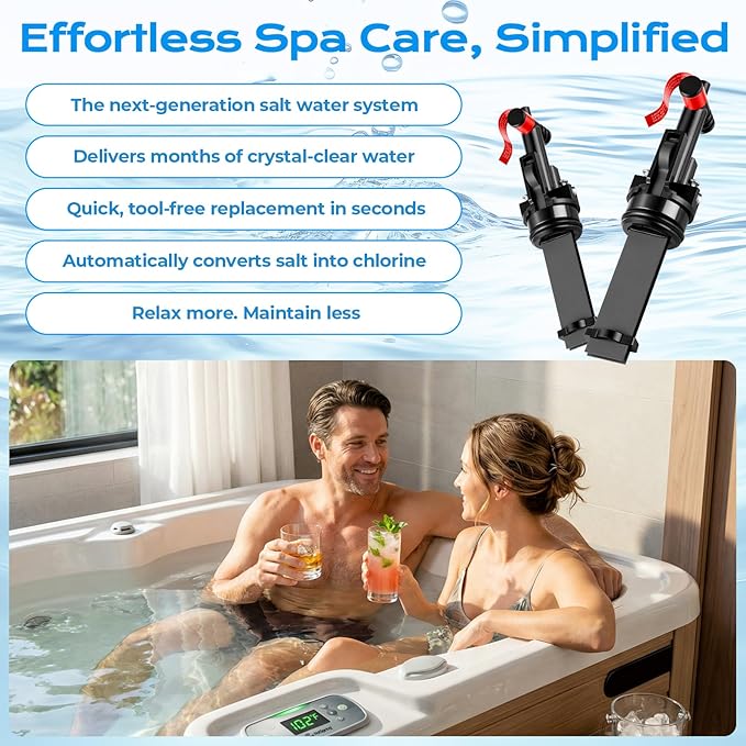 Salt System Cartridge Replacement Compatible with 2019+ Hot Spring Highlife & Limelight and Caldera Utopia & Paradise Spas, Supports Balanced, Skin-Friendly Water (3 Pack)