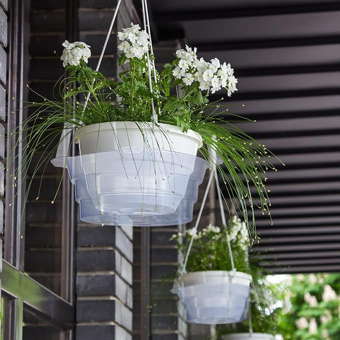 12 Pack Hanging Plant Water Catcher Tray, 10 Inch Clear Drip Pan Saucers for Hanging Planters & Pots, Indoor Self Watering Accessories for Hanging Plant Baskets (10" X 12P)