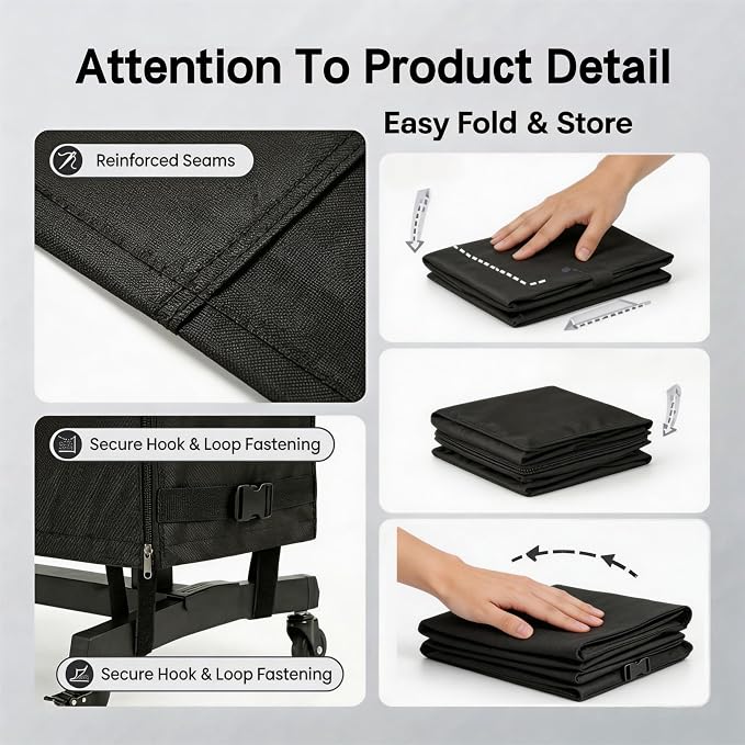 50-55-inch Outdoor TV Trolley Cover, All-Weather Waterproof and Windproof Cover for Casters, Heavy-Duty Oxford Fabric for Mobile TV Carts, with Zipper & Windproof, 53" L x 13" W x 56" H
