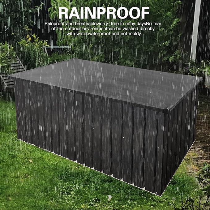 215 Gallon Metal Deck Box Lockable Storage Container For Patio Cushions Gardening Tools Sports Equipment Outdoor Toys black One size