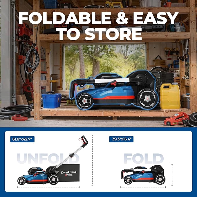 Dong Cheng 21 Inch 3-in-1 Brushless Lawn Mower, 40V 1600W Cordless Electric Self-Propelled Lawn Mower with 2600RPM High Speed Cutting, 7-Position Height Adjustment, 4 x 4.0Ah Batteries& Dual Charger