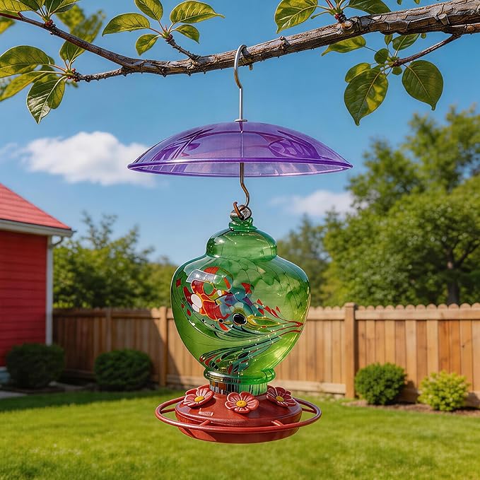 8" Mini Rain Cover for Bird Feeder/House - ‌Small Protective Dome Guard Against Rain/Snow/Sun - Purple Translucent Plastic - Dia. 20CM