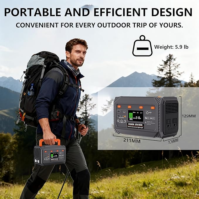 300W Portable Power Station,270Wh Camping Lithum Battery Solar Generator with 2 AC Output, USB-C PD 45W, Quick Charge Battery Pack for Home Use Camping Travel Emergency Hunting