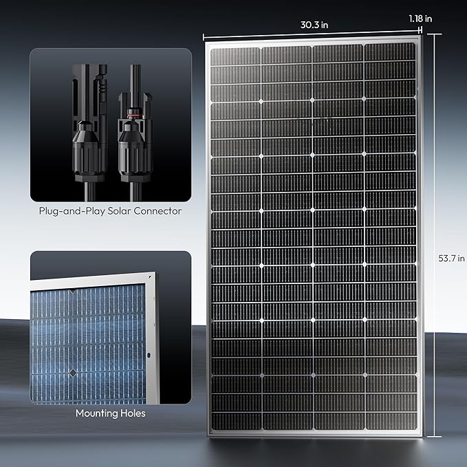 Epoch 400W Bifacial Solar Panels,N-Type 12/24 Volt Monocrystalline Solar Panel, High-Efficiency Waterproof Solar Module for RV Camping, Boat, Marine,Off-Grid[200w×2pcs]