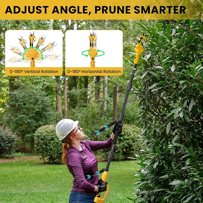 2-in-1 Pole Pruner & Cordless Electric Pruning Shears for Dewalt 20V Battery, 14Ft Reach, 1.2" Cutting Diameter, Brushless Motor with LCD Display, for Tree Trimming Branch Cutter (No Battery)