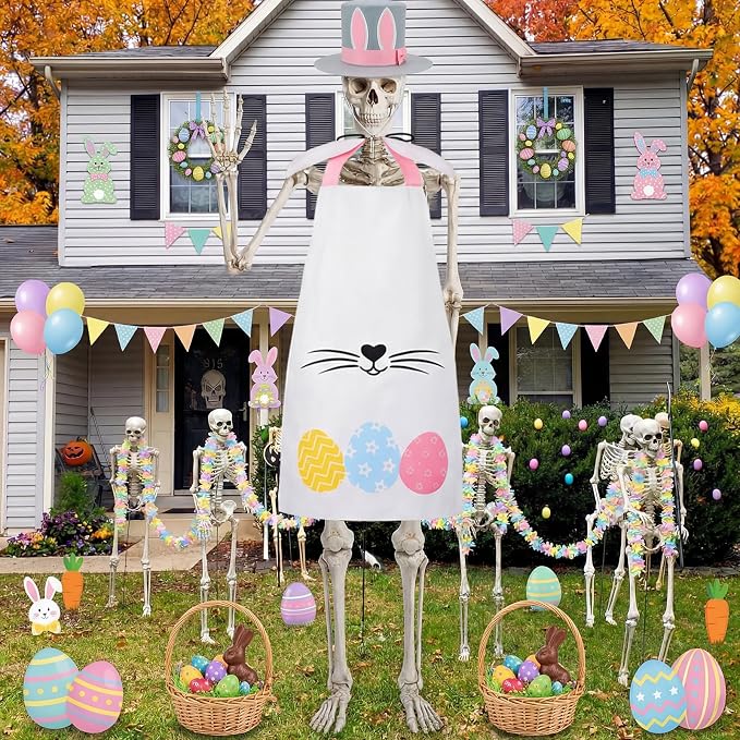 Mepase 12ft Skeleton Costume Accessories Set Oversize Hat and Apron Prop Giant Outdoor Indoor Yard Garden Lawn Decoration