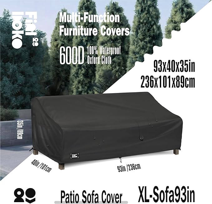 3-Seater Outdoor Couch Cover,93Wx40Dx35H Inches Patio Furniture Covers, Heavy Duty Cover for Outdoor Furniture Covers Waterproof, Black