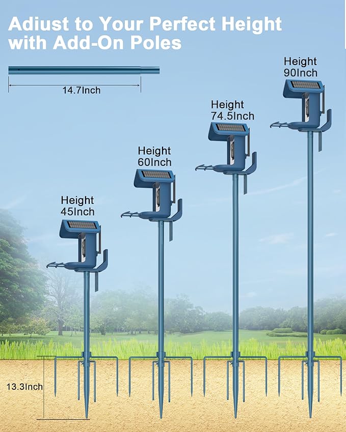 Onlyfly Bird Feeder Pole Stand – 90 Inch Height Feeding Station with 1-Inch Dia Heavy Duty for Hanging Feeders, Bird House Pole Mount Kit for Outdoor, Slip-Fit Connection, Blue