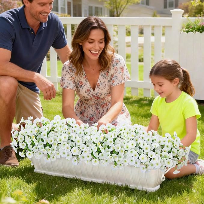 Yastouay Artificial Flowers for Outdoors, 26 Bundles Fake Outdoor Flowers, UV Resistant Artificial Plants & Flowers for Decoration, White Realistic Morning Glory for Outdoor Porch Garden Decoration