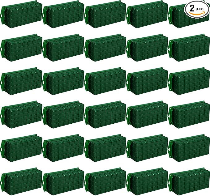 Boao 2 Pieces Floral Foam Cage Holder with Floral Foam for Fresh Flowers Cage Bowl for Table Centerpiece Flower Arrangement, Rectangle, 11.8 x 4.7 x 3.1 Inch