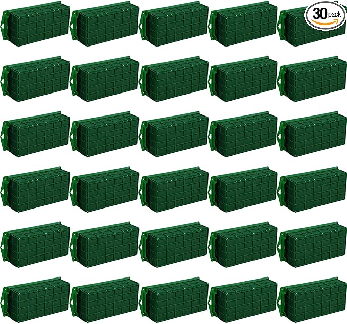 Boao 30 Pieces Floral Foam Cage Holder with Floral Foam for Fresh Flowers Cage Bowl for Table Centerpiece Flower Arrangement, Rectangle, 11.8 x 4.7 x 3.1 Inch
