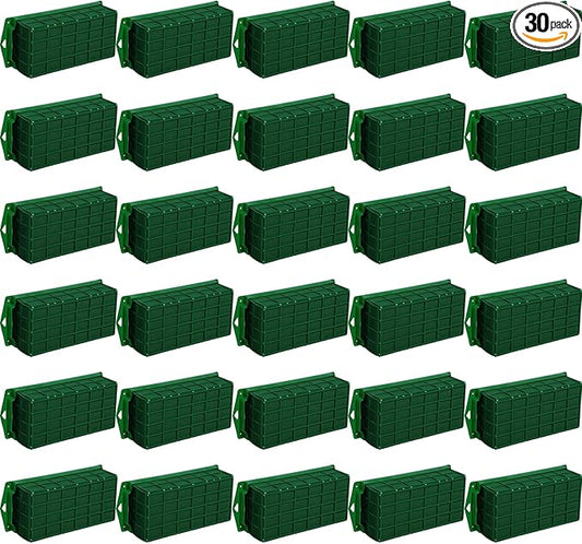 Boao 30 Pieces Floral Foam Cage Holder with Floral Foam for Fresh Flowers Cage Bowl for Table Centerpiece Flower Arrangement, Rectangle, 11.8 x 4.7 x 3.1 Inch